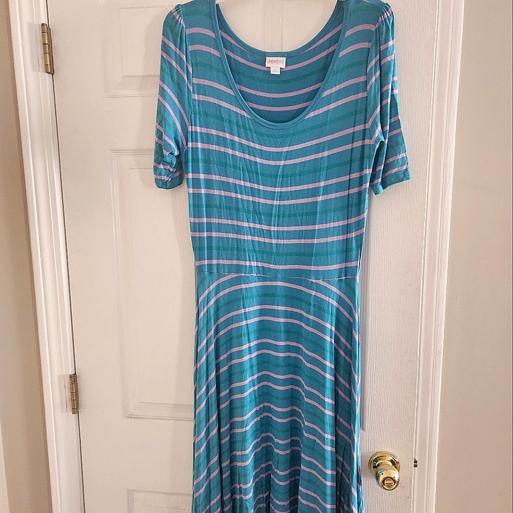 LuLaRoe Midi Dress in Vibrant Teal